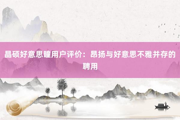 晶硕好意思瞳用户评价：昂扬与好意思不雅并存的聘用